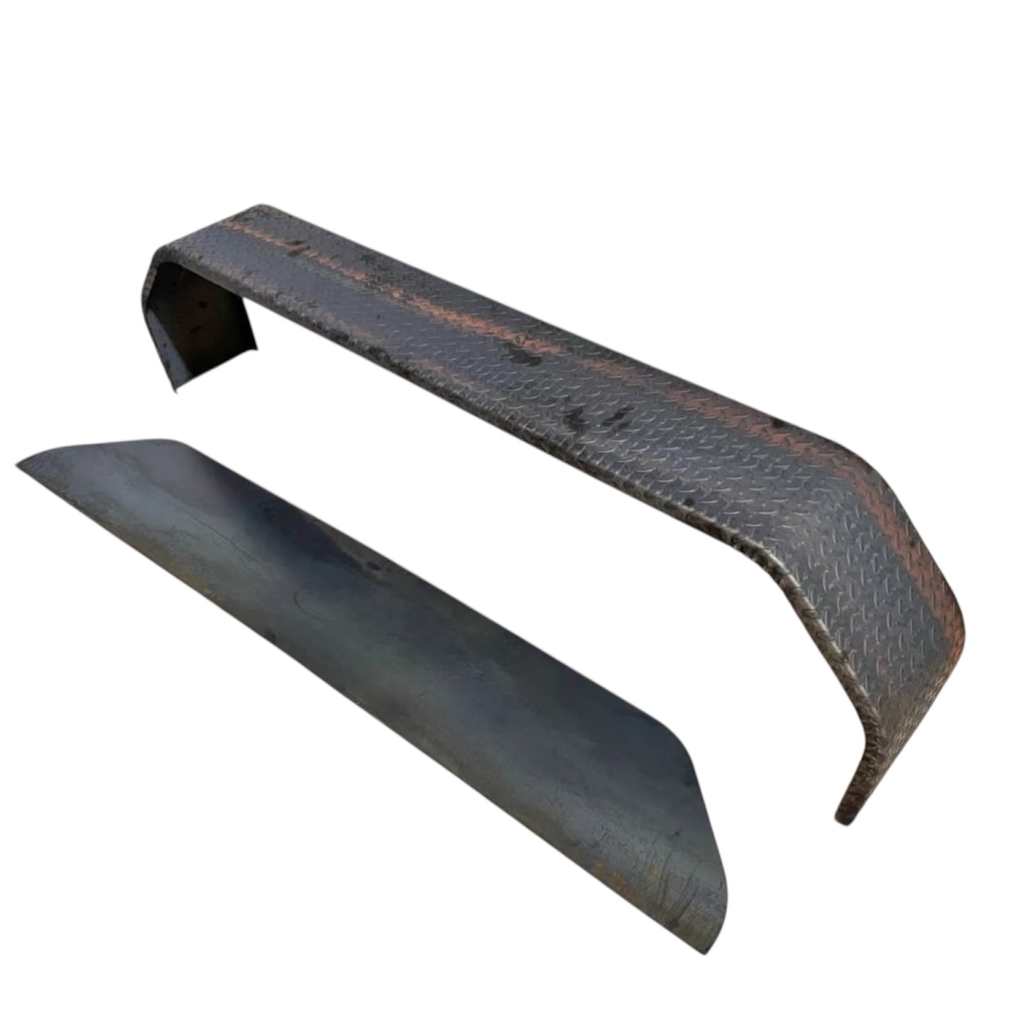 72" x 10" x 17" Tandem Axle Diamond Plate Trailer Fenders – Heavy Duty Steel, With Backing Plates